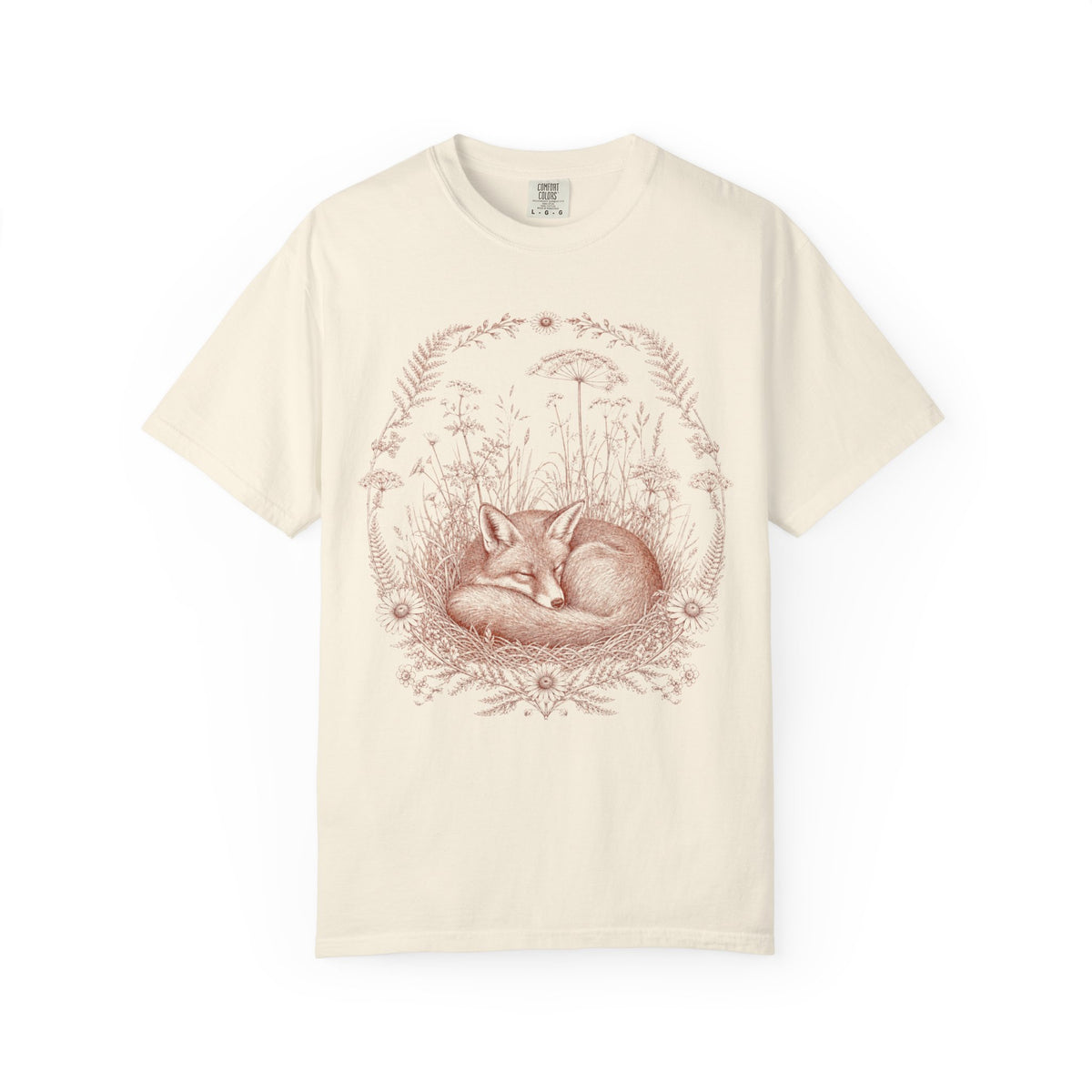 Fox Sleeping Floral T-Shirt