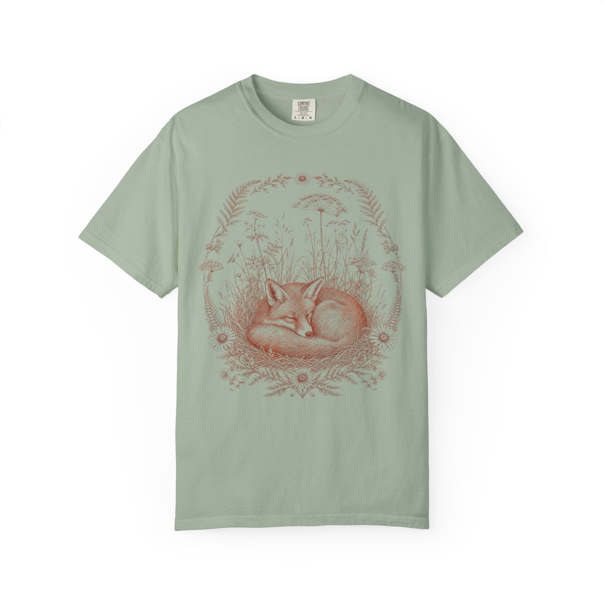 Fox Sleeping Floral T-Shirt