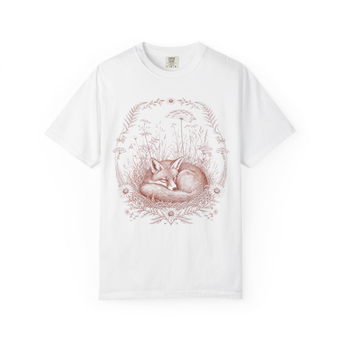 Fox Sleeping Floral T-Shirt