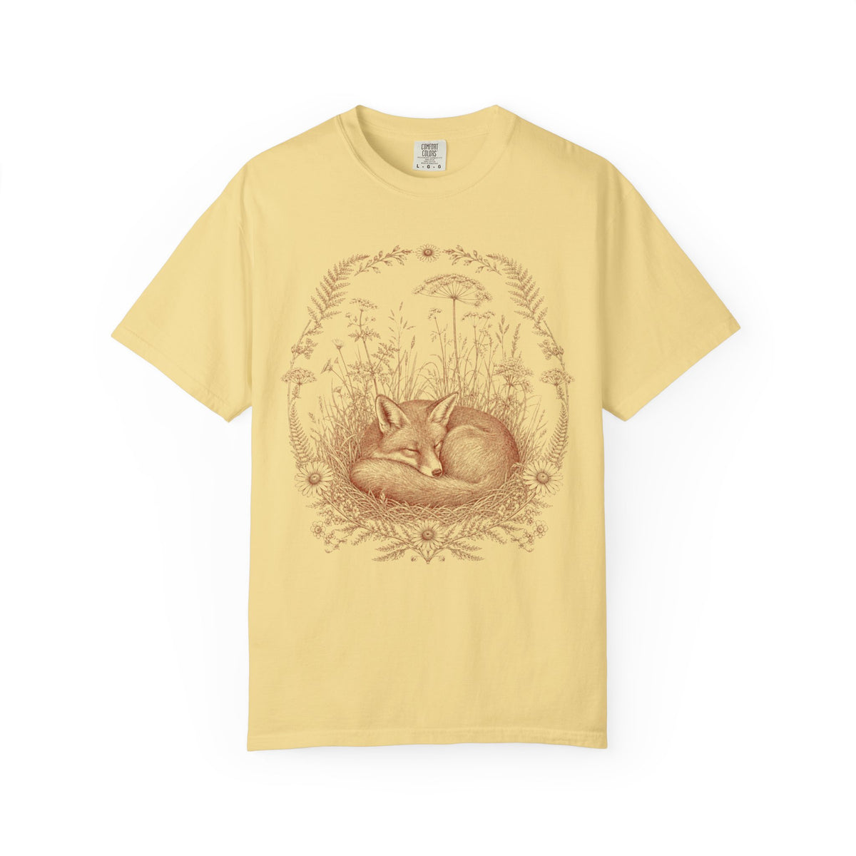 Fox Sleeping Floral T-Shirt